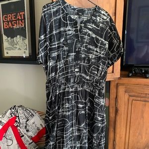 Mossimo Abstract Print Dress Black and White Abstract XXL Women's New With Tags